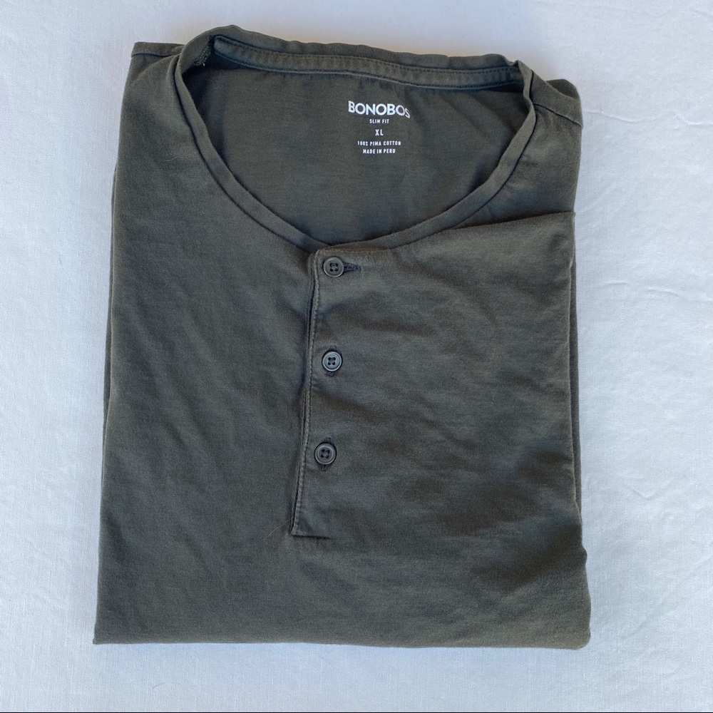 Bonobos Superfine Long Sleeve Henley Pine Slim XL